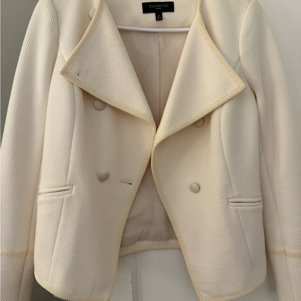 Talbots Women's Cream Double-Breasted Jacket 2P
